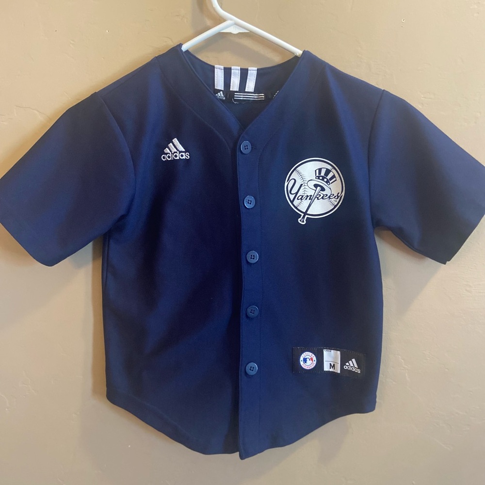Adidas kids New York Yankees baseball jersey size medium polyester blue white